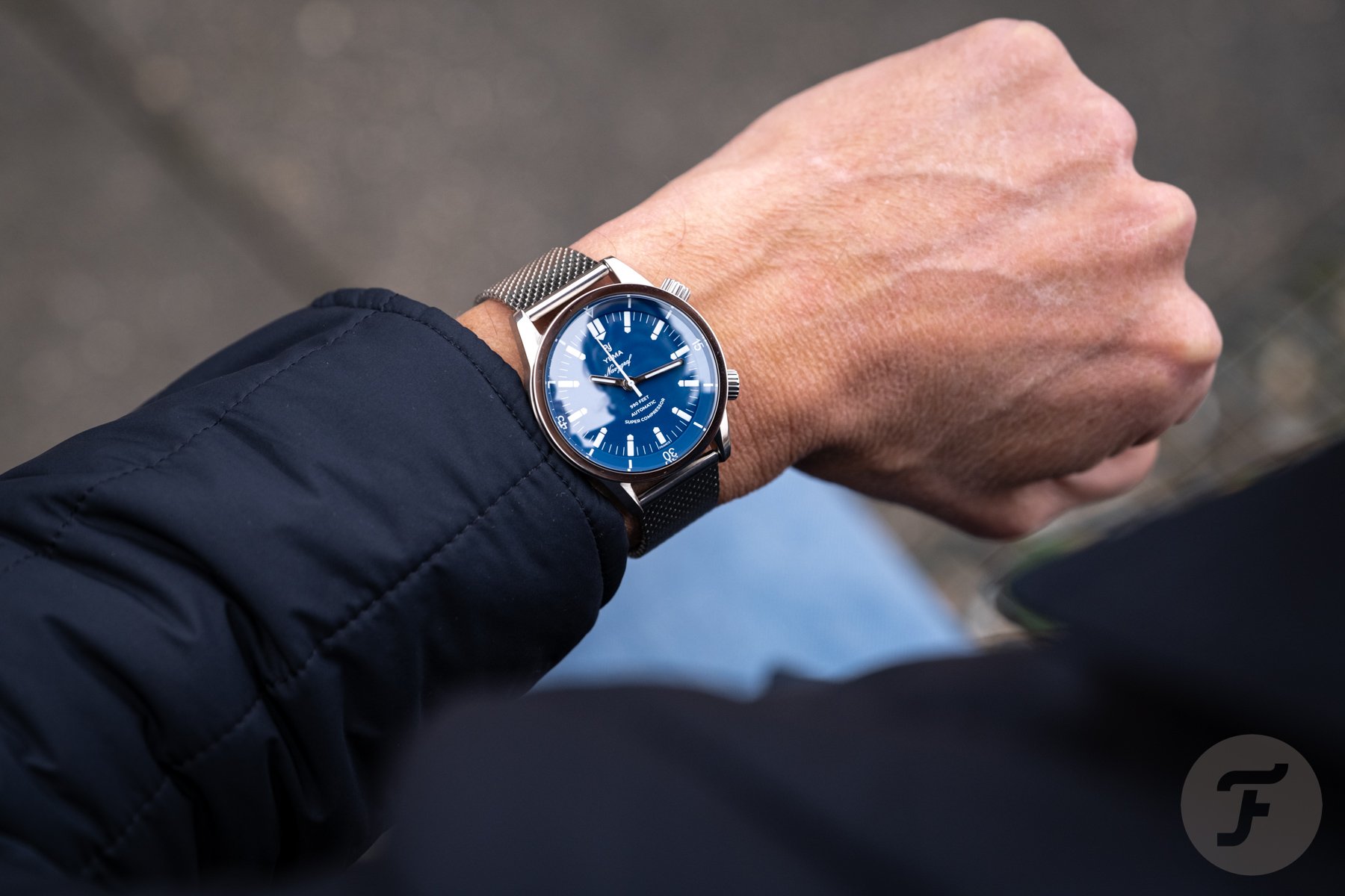 Încercând Yema Navygraf Super Compressor de 38,5 mm în Marine Nationale Bleu